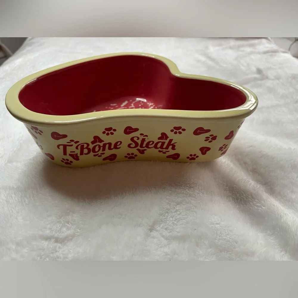 🌹NEW BLUE HARBOR COLLECTION Hi T-Bone Steak Pet Down 40 oz Dog Bowl